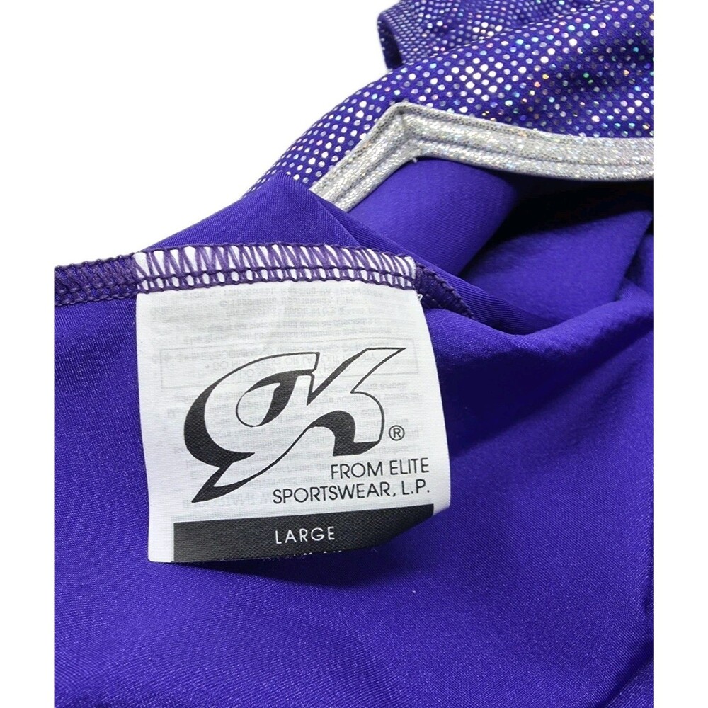 GK Elite VTG Royal Pixelated LS Velvet Sleeves Leotard Blue Violet AS Adult S - Picture 12 of 16